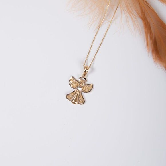 Angel charm | 14k Solid Gold Pendant | perfect gift | guardian angel sign | - Picture 3 of 6